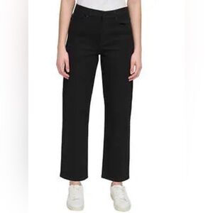 Calvin Klein Women High Rise Straight Leg Jean, black, size 12